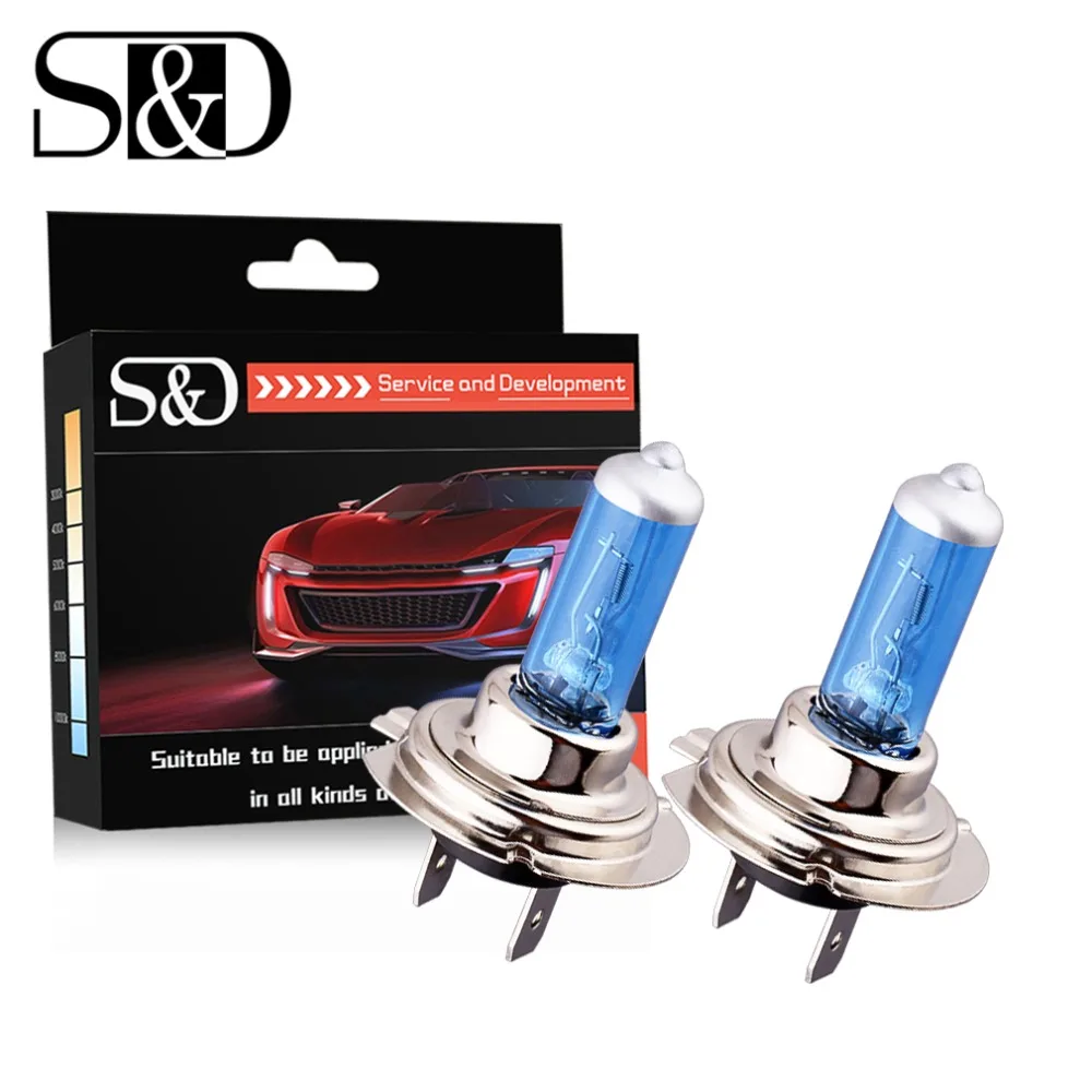 

S&D H7 100W 12V Headlight Bulbs Halogen Xenon Filled Super Bright White -Car Fog Light Driving Lamp DRL Day Running Light Source
