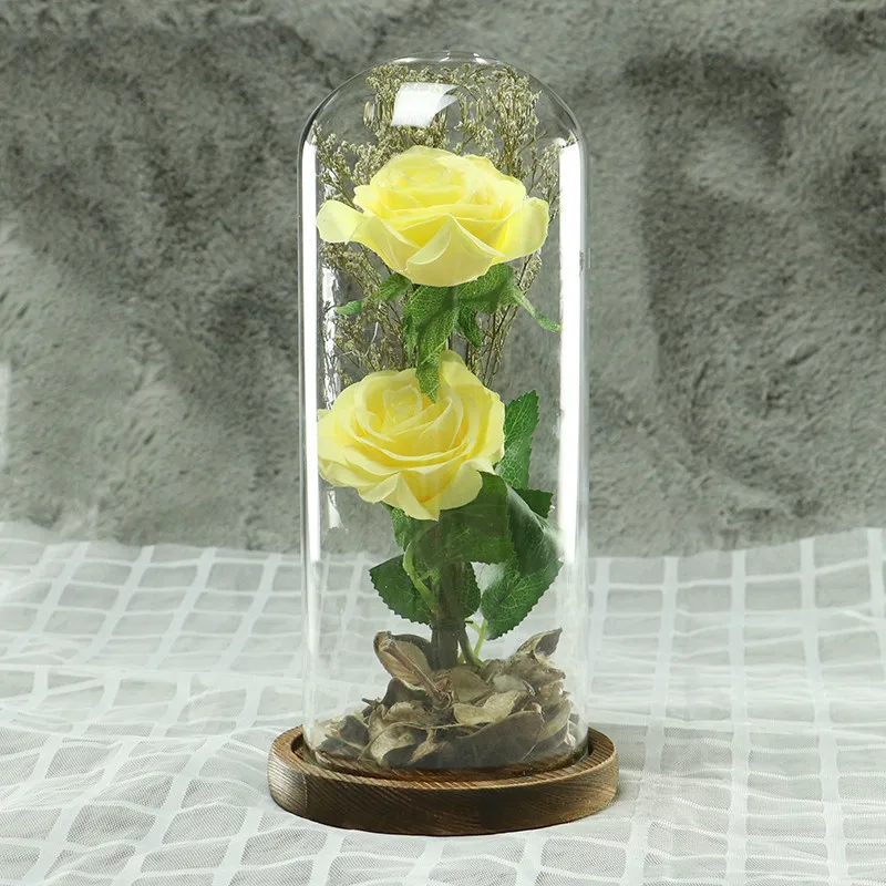 The Glass Cover Fresh Preserved Rose Roses Eternal Dried Natural Flowers 2 heads for Valentine's Day Christmas Gift | Дом и сад