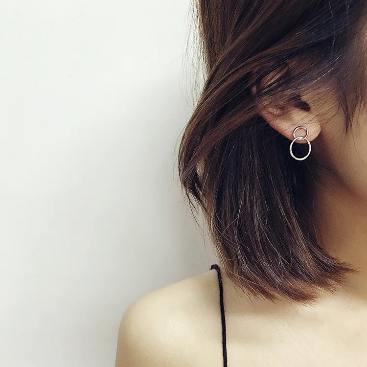 Женские серьги гвоздики круглой формы из стерлингового серебра S925 пробы HF062|fashion