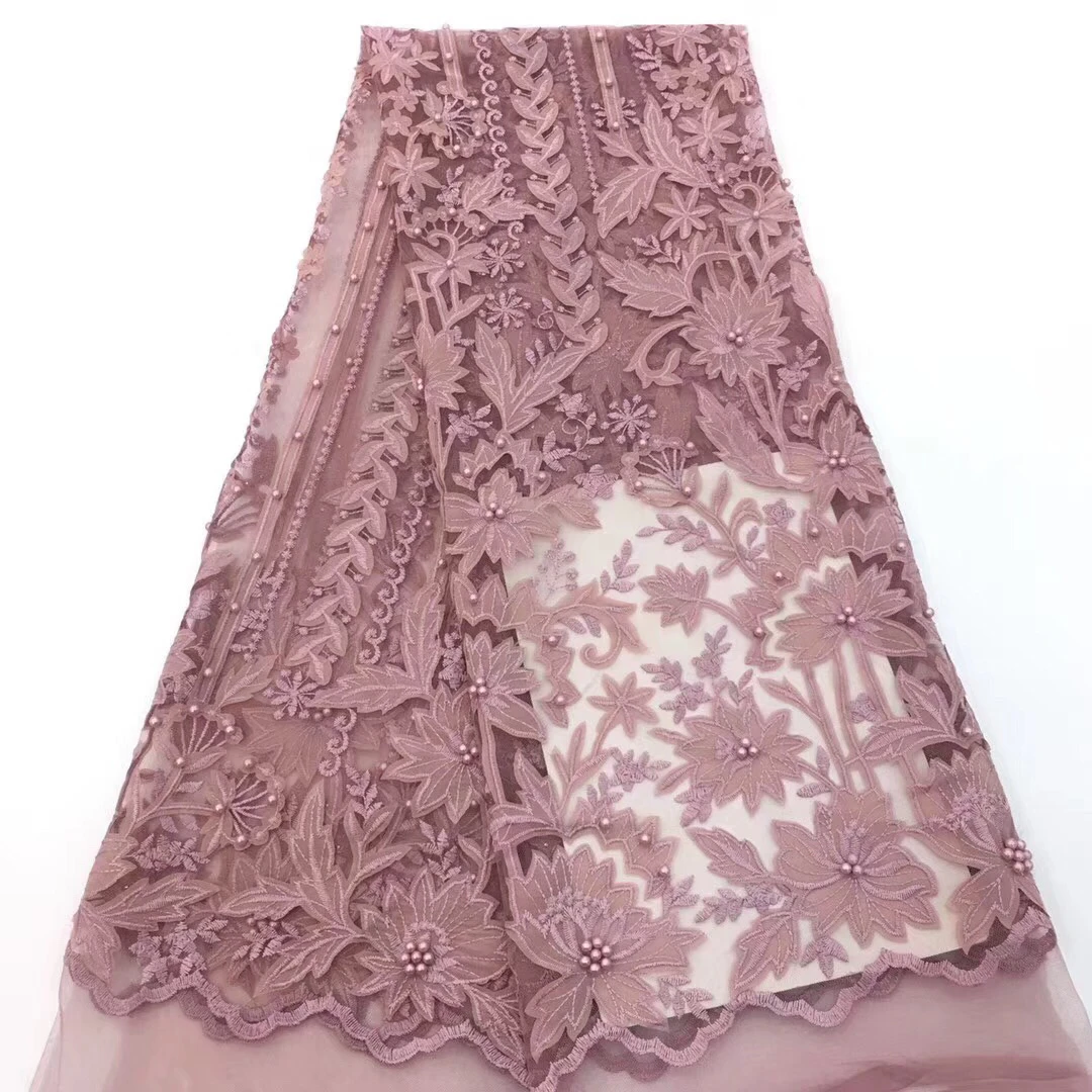 2019 Latest Beaded French Lace Fabric High Quality Nigerian Tulle African For Wedding Purple Material LCD9138A | Дом и сад