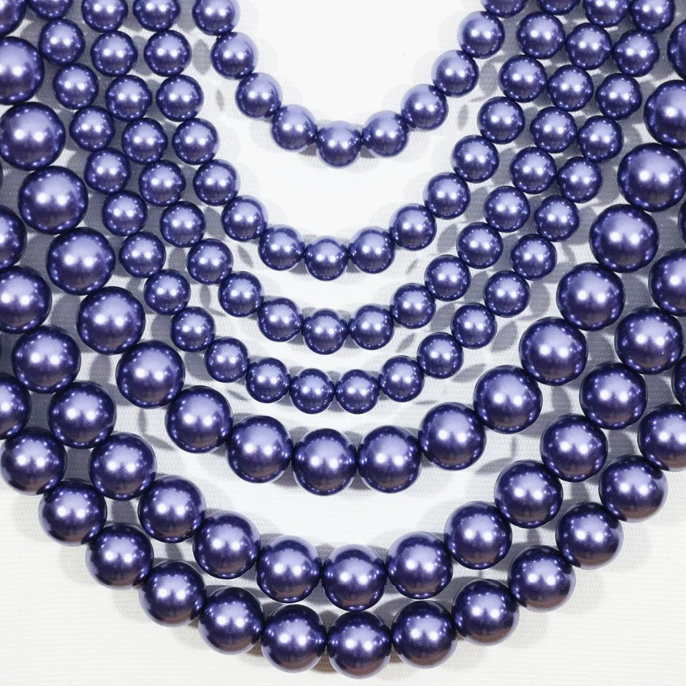 Романтический европейских Синий Круглый Shell Имитация Жемчуга счеты кристалл 7