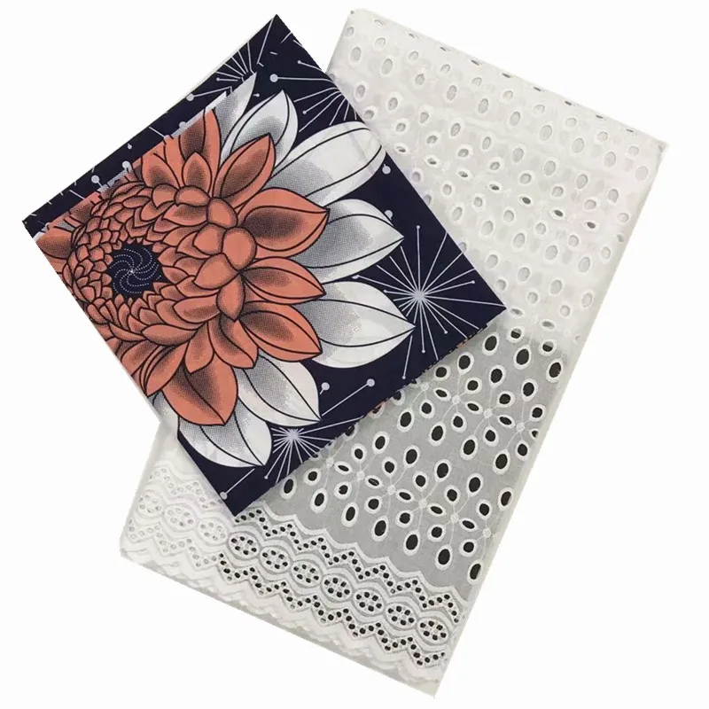 2019 Новая африканская Вощеная Анкара ткань с сухим кружевом набор 100% хлопок