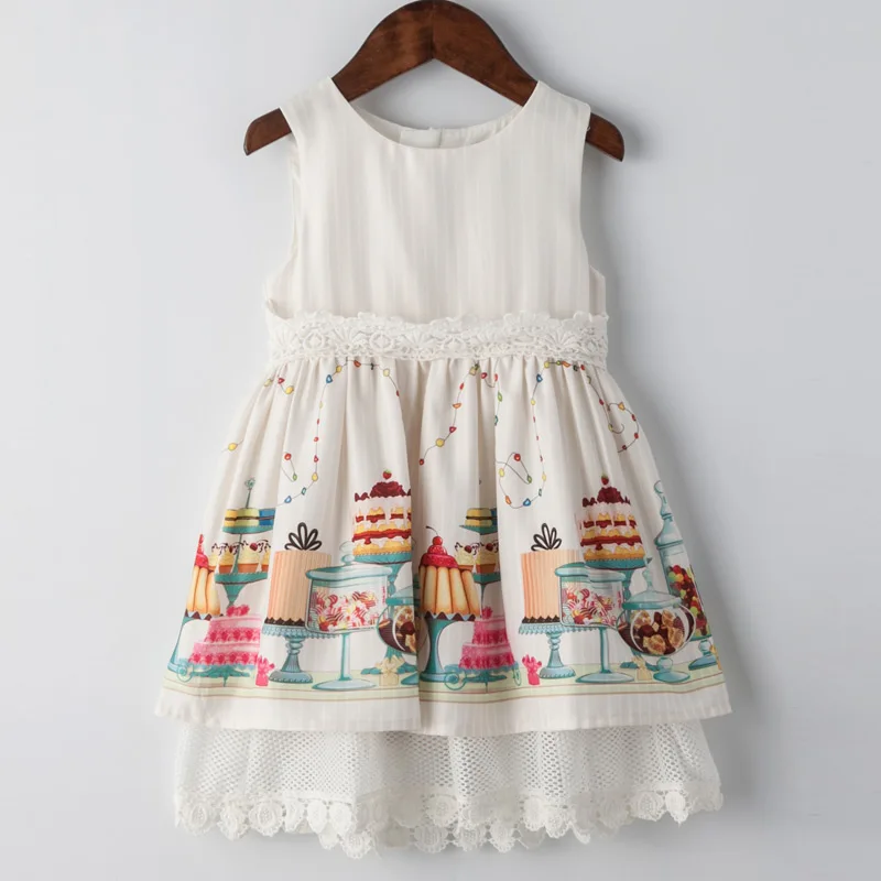 Girl Summer Dress Lace Embroidery Princess Striped Robe Fille Sleeveless Kids Print Dresses For Children Clothes for 3-10t | Детская