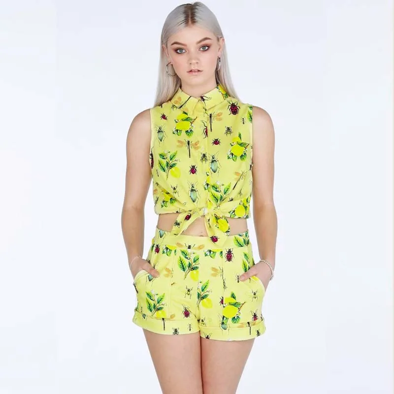 Летние пикантные насекомых печати леди комплект из 2 частей Для женщин