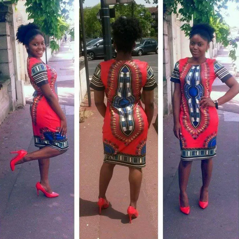 Plus size summer Traditional african print Vintage Dashiki Dress Robe Casual fashion Indian yellow blue bodycon women clothing | Женская
