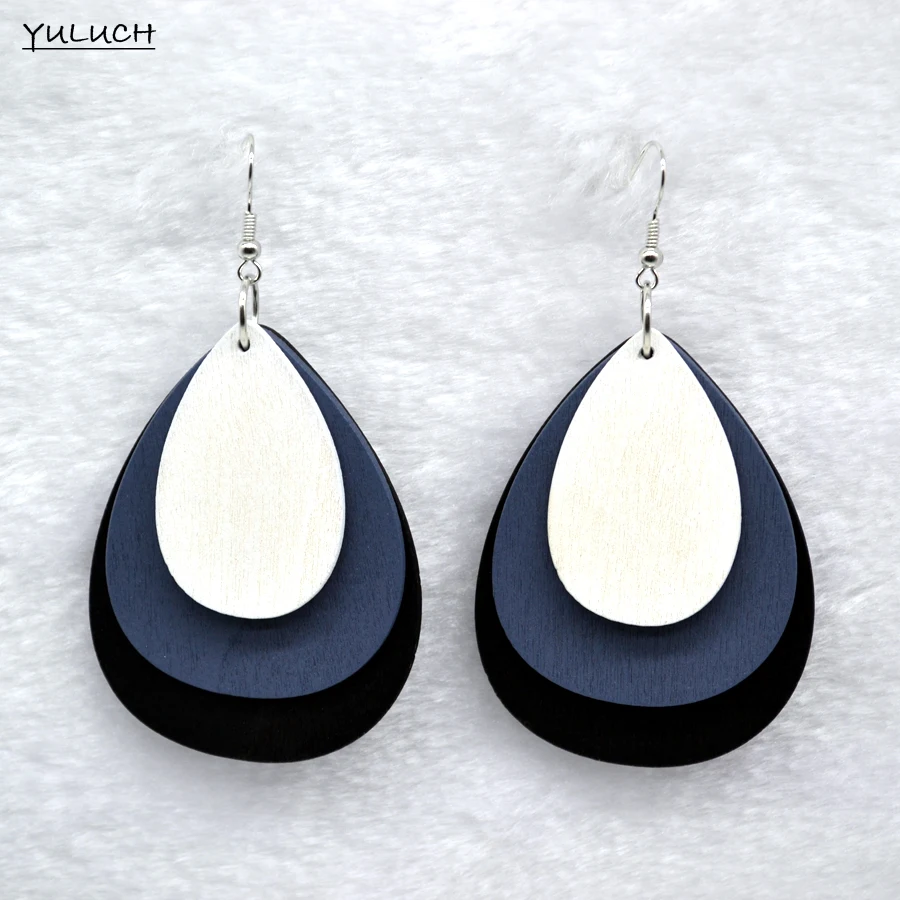 Очаровательные Деревянные серьги в виде цветка аксессуары для сережек три цвета