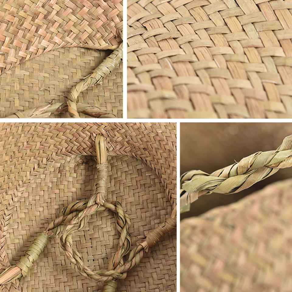 Wicker Baskets For Plants Foldable Natural Woven Seagrass Belly Storage Basket Rattan Flower Pots Laundry | Дом и сад