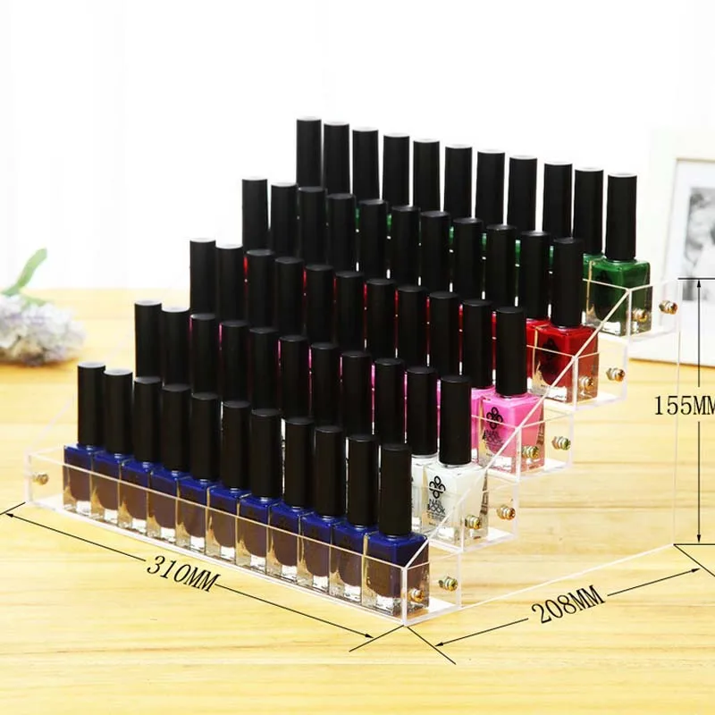 

New Fashion Nail Polish Mascara Eyeliner Lipstick Organizer Storage Display Shelf 5 Layers Clear Acrylic Nail Polish Rack