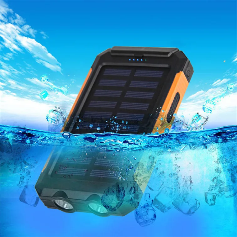 Водонепроницаемый Солнечный внешний аккумулятор 20000 мАч двойной USB литий-полимерный Солнечный аккумулятор зарядное устройство портативный аккумулятор для iPhone 8 8plus X xiaomi