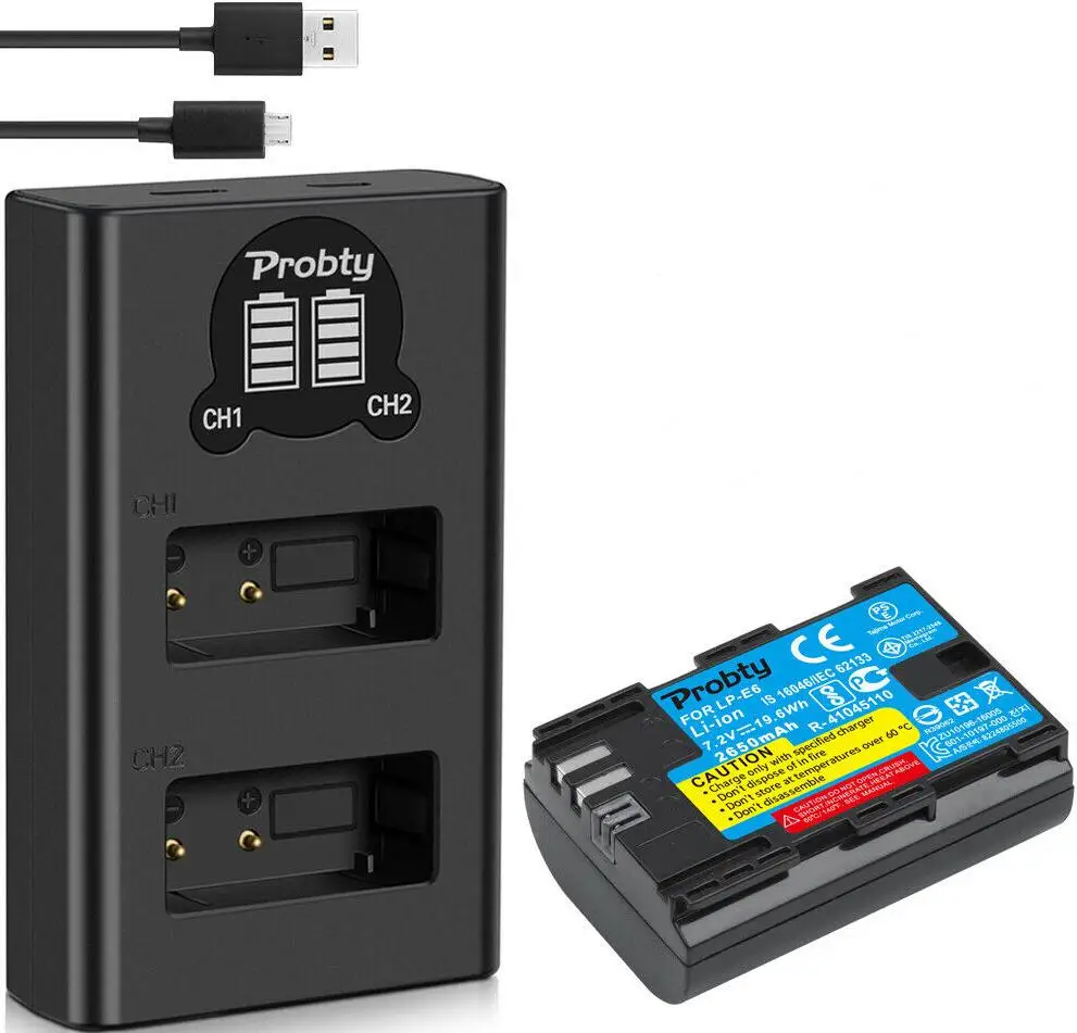 1Battery withcharger Аккумулятор для canon LP E6 LP-E6 LP E6N 2650 мАч для камеры Canon 5D Mark II III IV, 80D, 70D, 60D, 6D, EOS 5Ds, 5D2, 5D3, 5DSR, 5D4 - Цвет: 1Battery withcharger