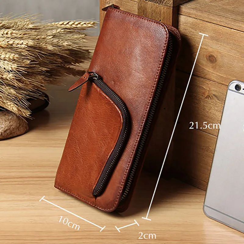 AETOO кожаный Длинный кошелек мужская сумка на молнии большой емкости кожаная для