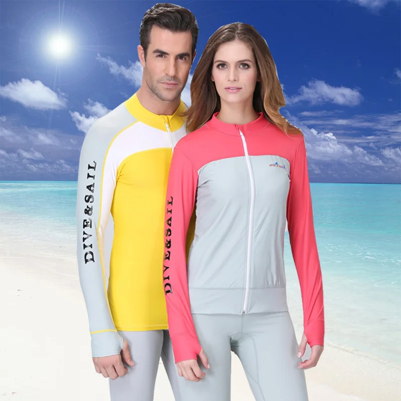 DIVE&ampSAIL Lycra Wetsuit Women Men Surf Swimsuit Rashguard Long Sleeve Split Zipper Wet Suit For Swimming Diving Surfing | Спорт и