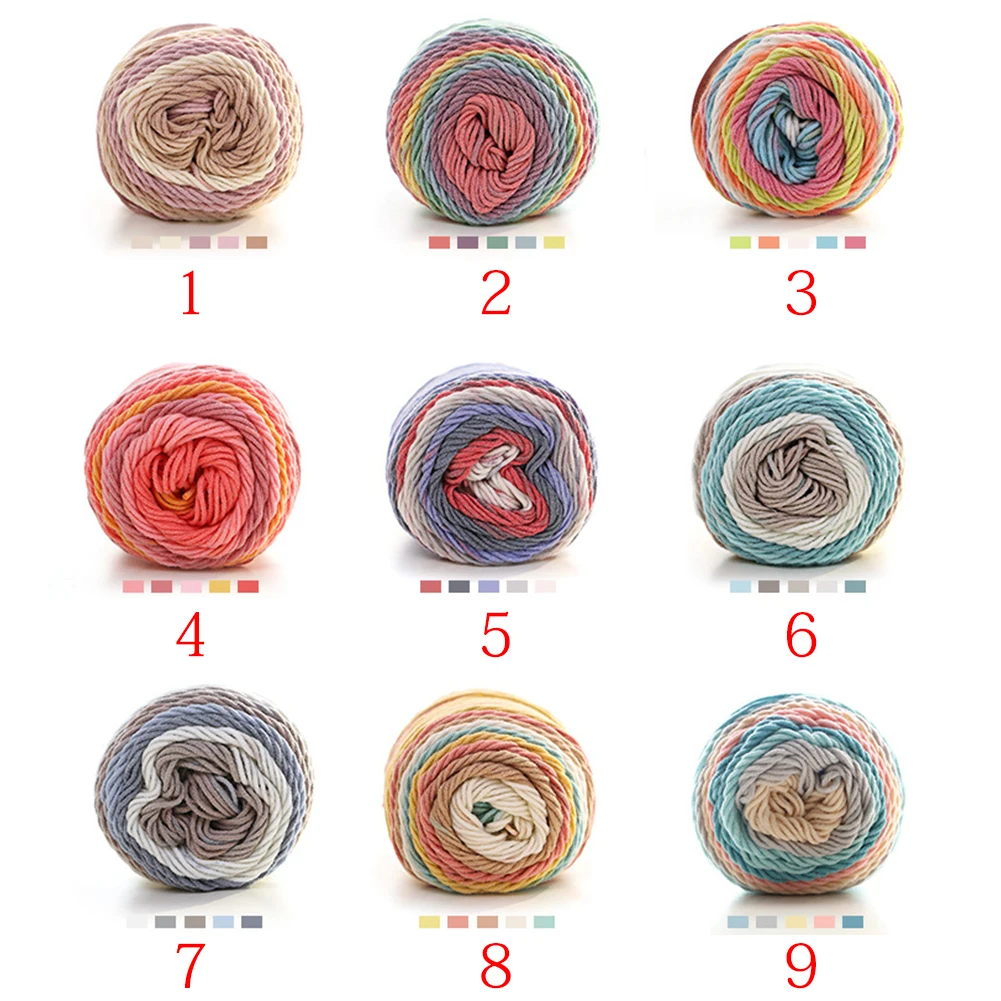 193M 5 Strand Yarn Wool Handmade Scarf Baby Knitted Segment Rainbow Sweater Dyed DIY | Дом и сад