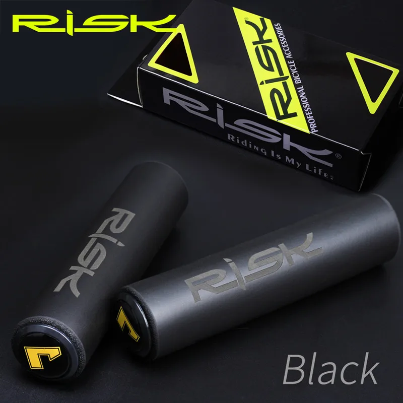 Black Risk, запчасти для горного велосипеда, ультра-светильник, силиконовый руль высокой плотности, MTB, противоскользящий чехол для велосипедной ручки - Цвет: Black