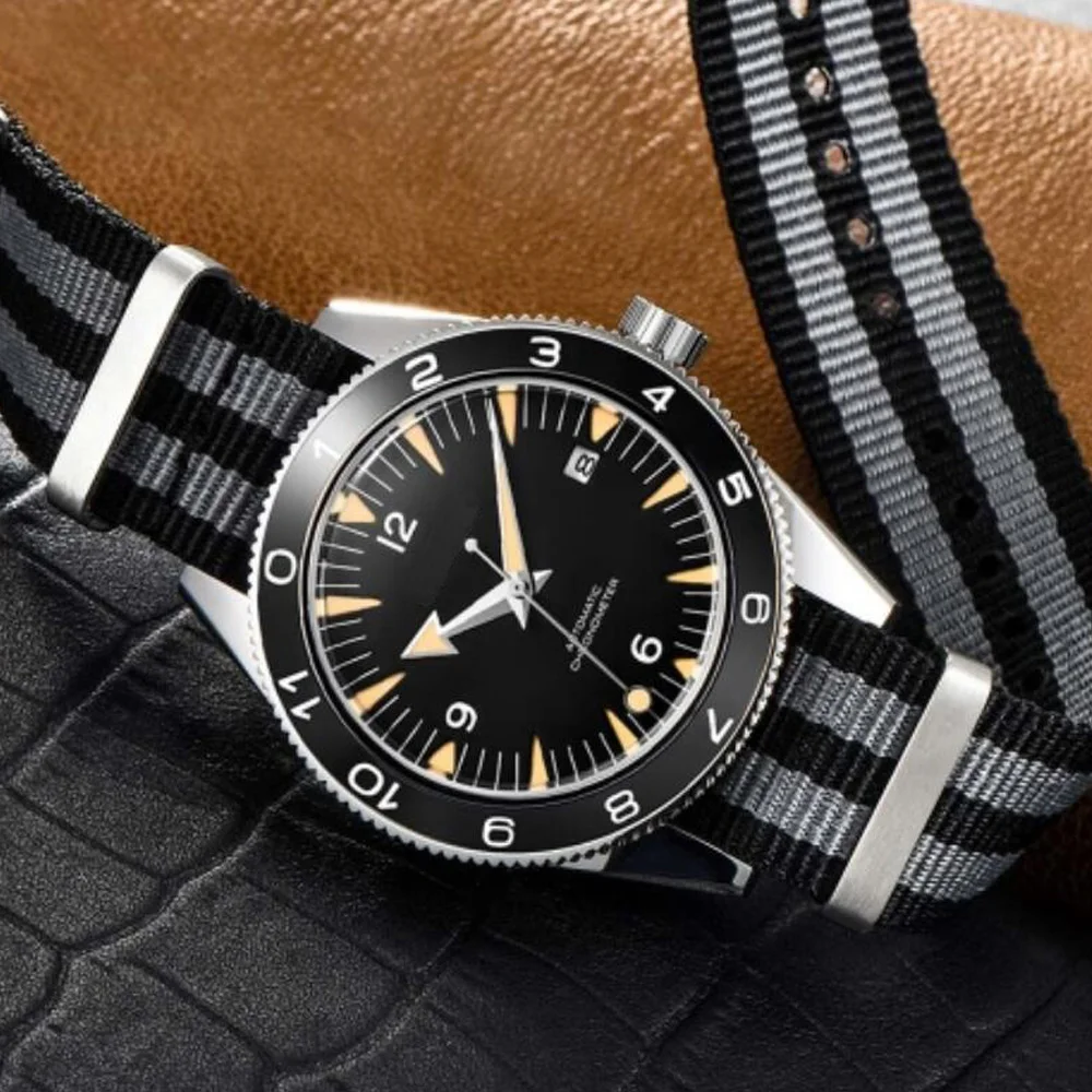 Мужские автоматические механические часы debert черный стерильный циферблат синий