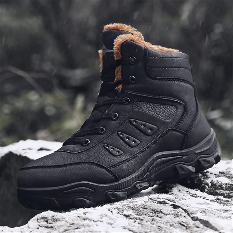 Высококачественная Мужская зимняя обувь мужские ботинки с Плюшевым Мехом на
