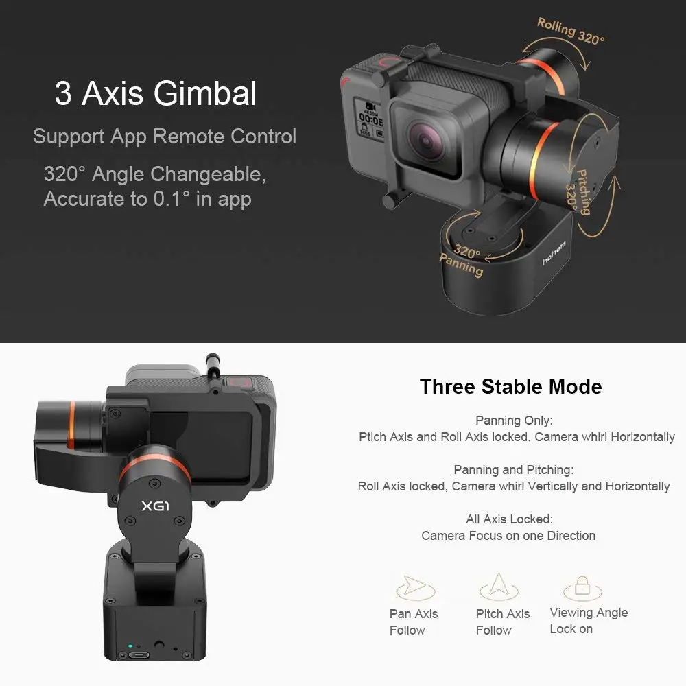 Hohem XG1 3 осевой Ручной Стабилизатор карданного стабилизатора совместимый с GoPro Hero