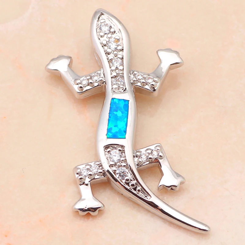 Большой Gecko специальный дизайн унисекс изделия Цирконий Синий огненный опал