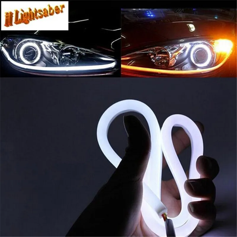 2x60 см DRL гибкий светодиодный трубка Газа Стиль автомобилей головной светильник