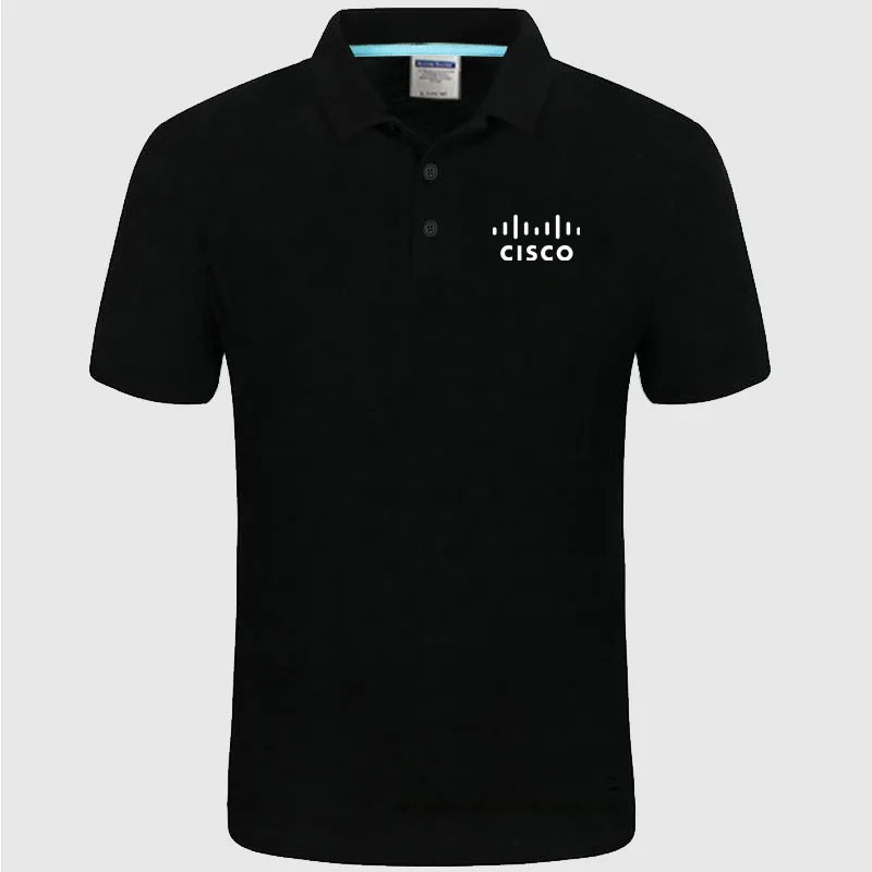 Тенниска с логотипом CISCO мужская летняя рубашка поло с коротким рукавом Хлопок Весна повседневные мужские Поло - Цвет: Черный