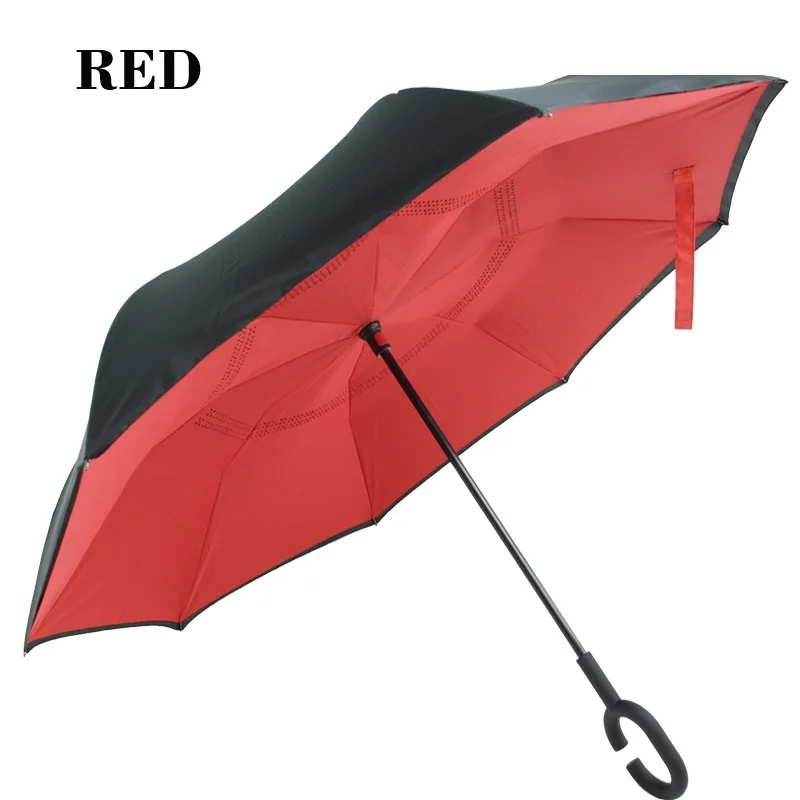 

C-Hook Hands Windproof Reverse Folding Double Layer Inverted Umbrella Self Stand Inside Out Rain Protection For Car S2017230