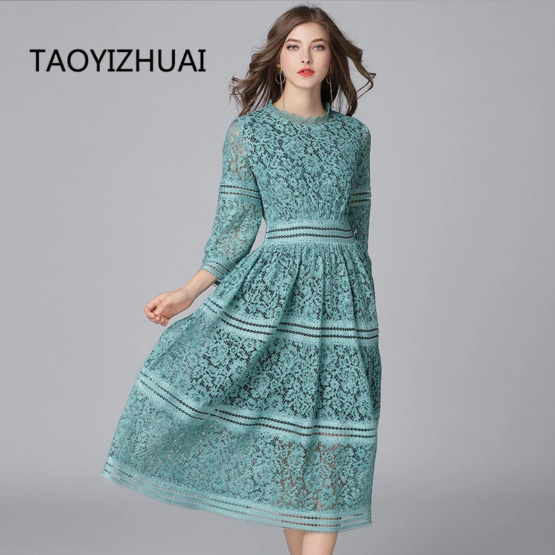TAOYIZHUAI Новое поступление Высокое уличный стиль длинное женское платье элегантный