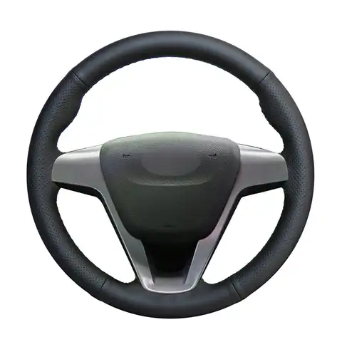 Сшитый вручную черный чехол рулевого колеса автомобиля из искусственной кожи для Lada Vesta 2015 2016 2017 2018 2019 Xray 2015-2019