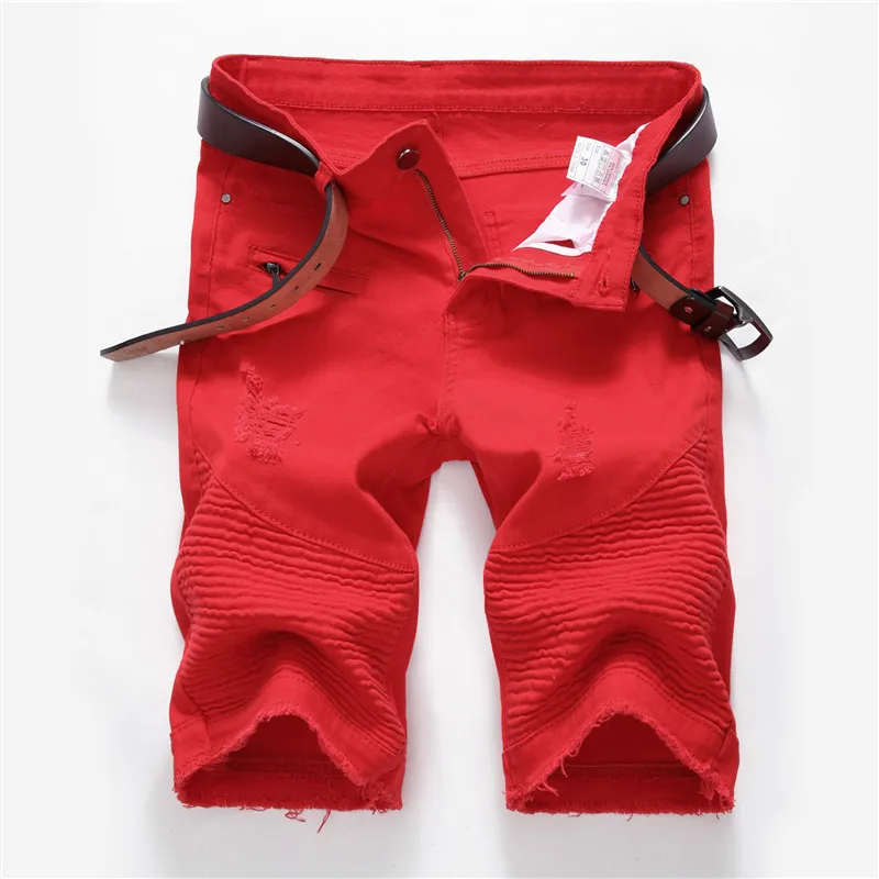 Модные мужские шорты для мотоциклистов мотоциклетные джинсы Рваные с дырками