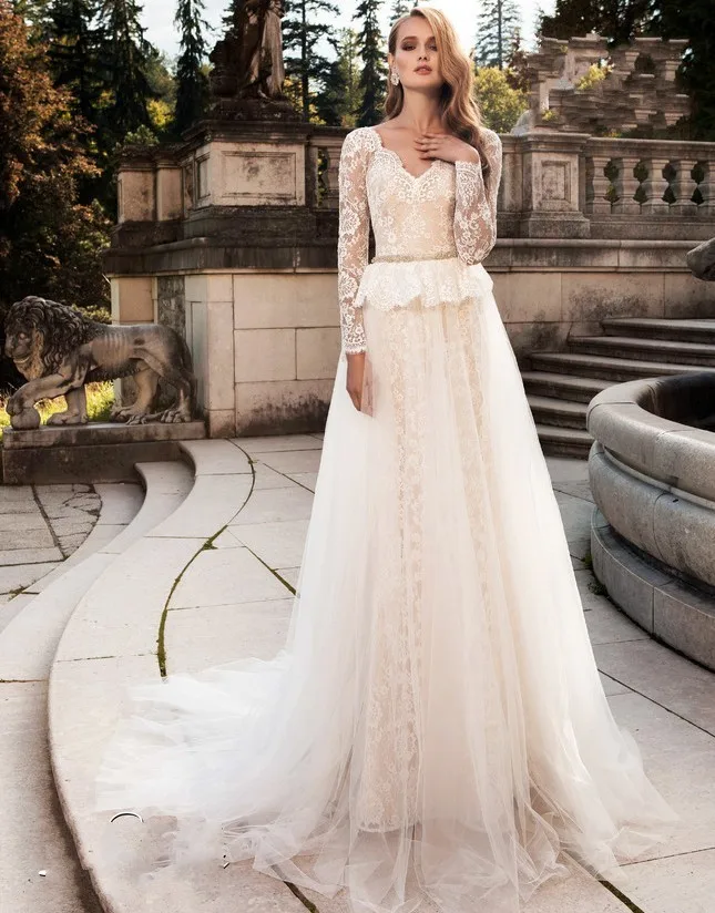 Свадебное платье 2017 Vestido De Noiva одежда с длинным рукавом Кружева Русалка Съемная