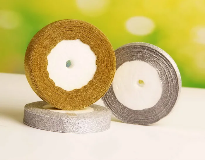 25 ярдов лента с золотым луком для упаковки подарков Золотая и Серебряная