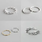 Кольцо из 100% чистого серебра 925 пробы, модное простое кольцо с изогнутыми волнами, тонкое геометрическое кольцо на палец для женщин, гипоаллергенное украшение