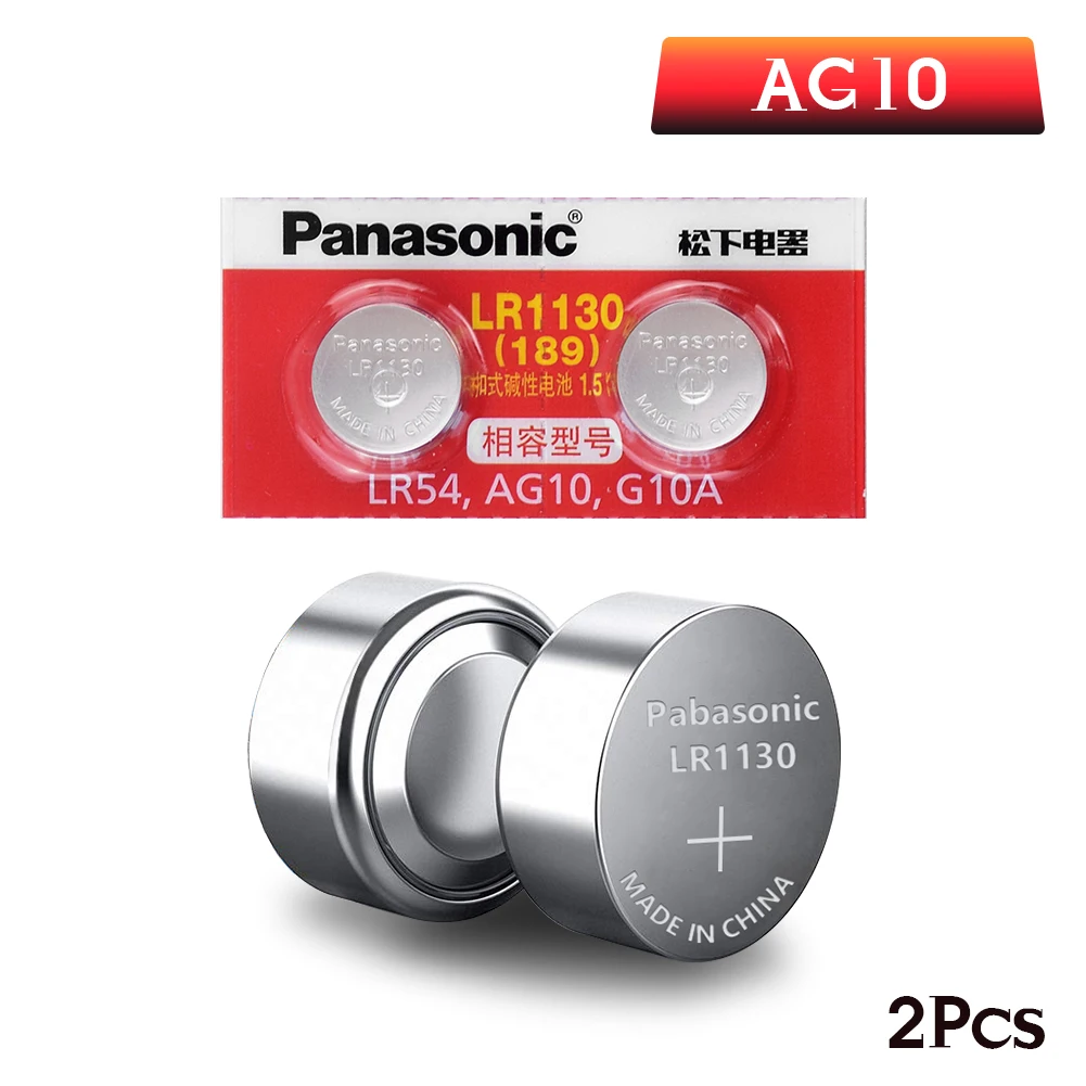 Panasonic Батарея AG10 389 LR54 SR54 SR1130W 189 LR1130 2 шт./лот Батарея сотовый 1,5 V AG10 LR1130 щелочные батареи кнопки