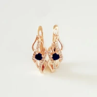 new fashion drop earrings flower black stone career style rose gold 585 color jewelry women earrings