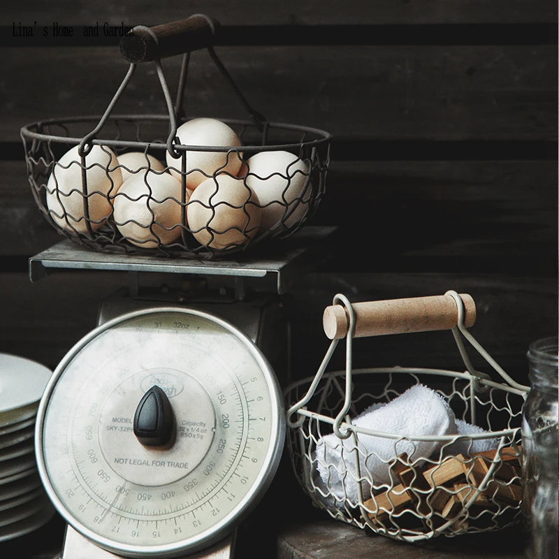 

hand made rustic vintage mini wire storage baskets