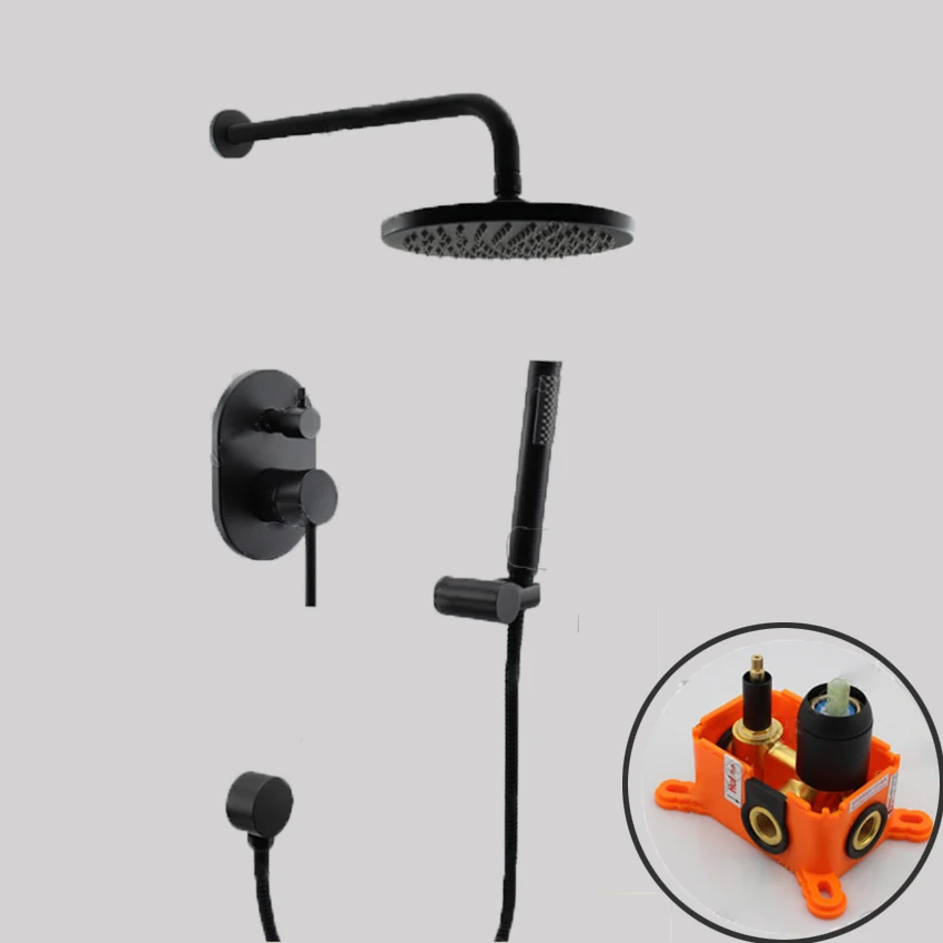 Z1014B ванная комната современный простой настенный черный дождевой Душ набор