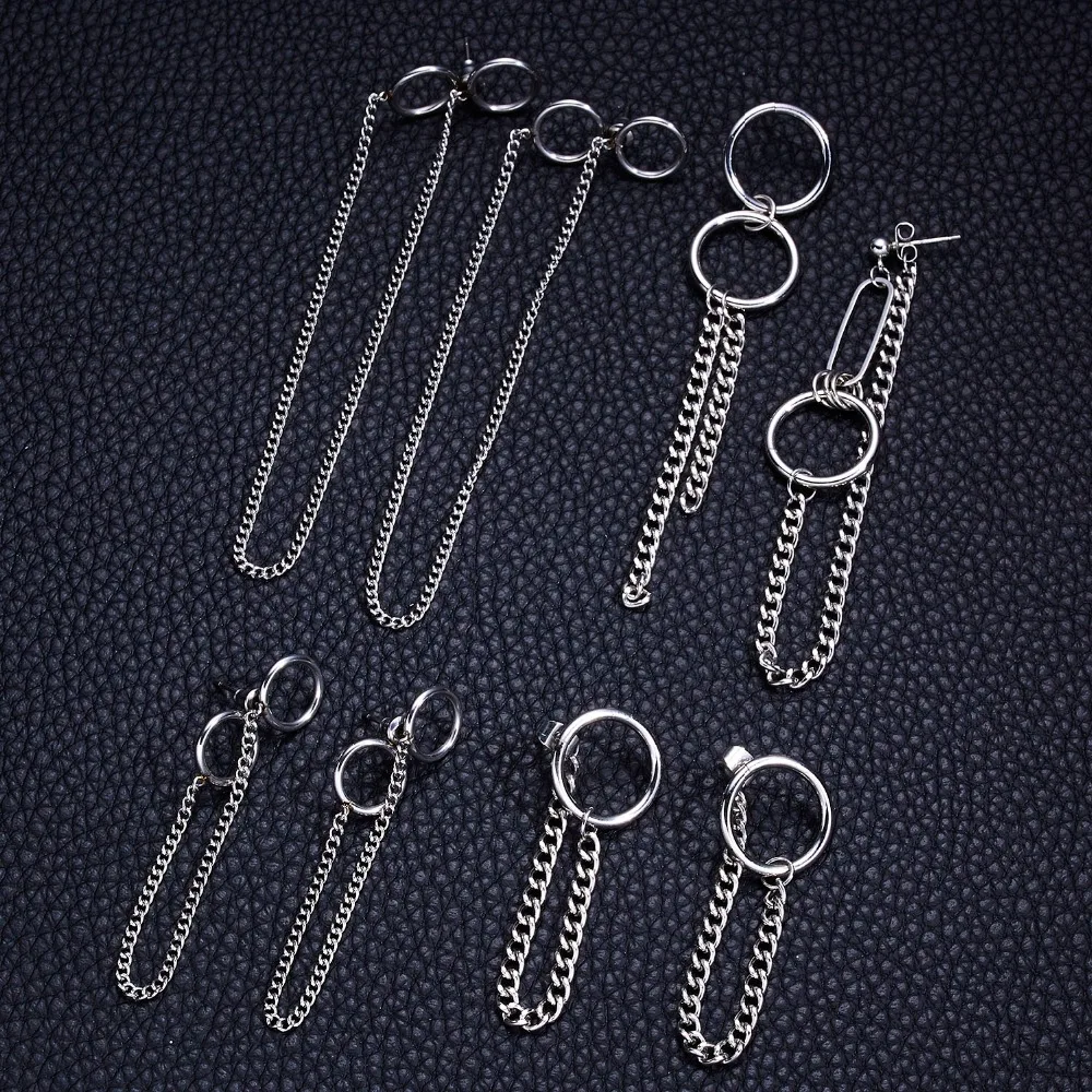 Женские и мужские сережки в стиле хип хоп из нержавеющей стали серебристого