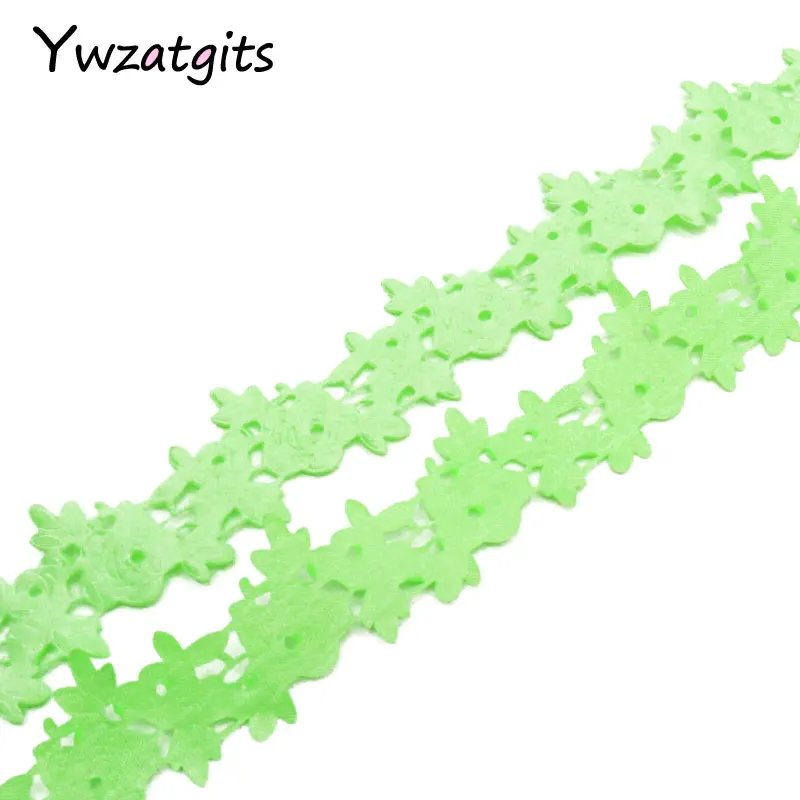 Green Ywzatgits 23 мм разноцветный вариант Цветочная лента Швейное Ремесло кружевная отделка украшение DIY швейное украшение 2y/lot YP0608 - Цвет: Green