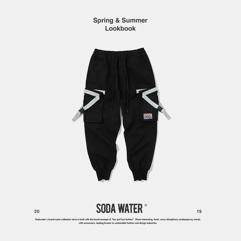 Брюки-карго с несколькими карманами SODA WATER длинные брюки-карго эластичной талией