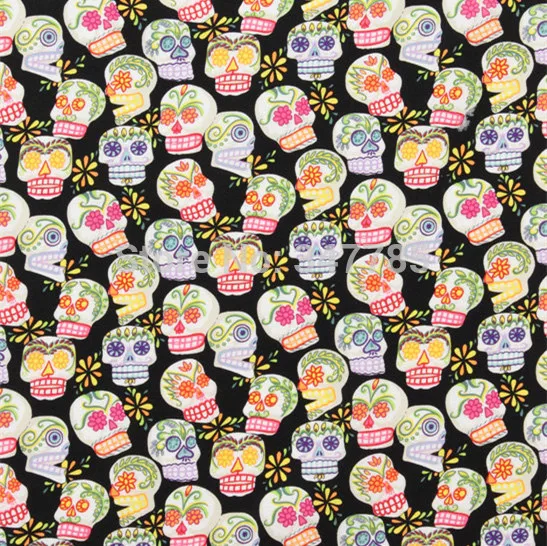 

skull print cotton fabric meter for patchwork textile sewing cloth quilting material tecido para roupa artesanato shirt material