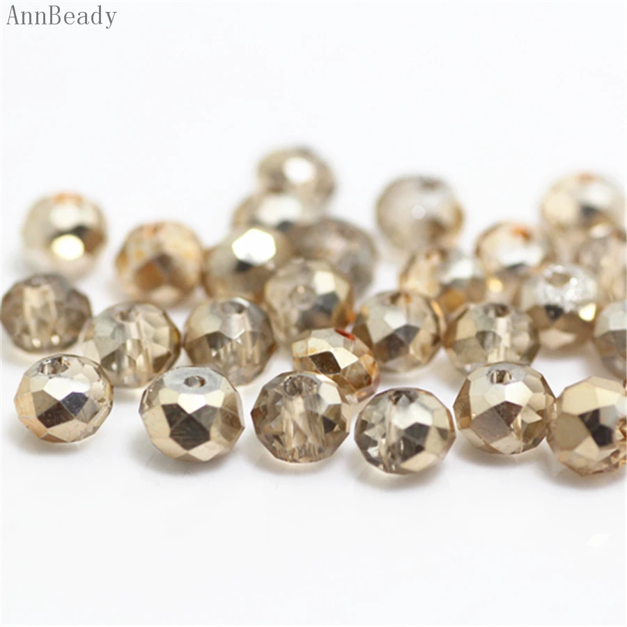 AnnBeady для новобрачных новое шампанское 4 цвета x6mm, 50 шт в наборе, камушки-бусинки Rondelle, австрийский кристалл, с украшением в виде кристаллов Стекло бусины Свободные Spacer Бусины для изготовления ювелирных изделий