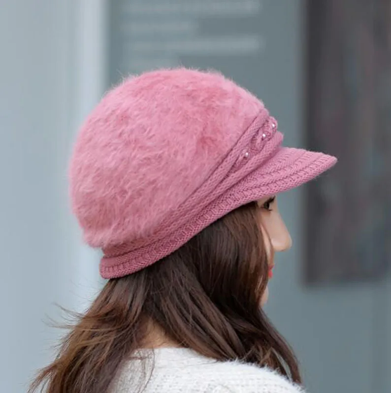 Новая брендовая шапка осенняя и зимняя меховая женская шапка теплая кроличья меховая вязаная шапка ветрозащитная меховая женская шапка бини
