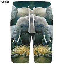 Мужские пляжные шорты KYKU серебристые с 3D принтом слона в стиле