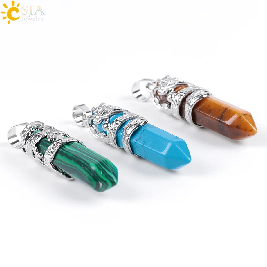 CSJA миф Дракон обернутый Топ Ожерелья Подвески натуральный драгоценный камень