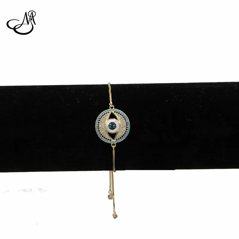 Newest 10pcs Micro Pave Eye Abalone Shell box chain Connector Bracelet Zircon Charm For Women Adjustable Jewelry | Украшения и