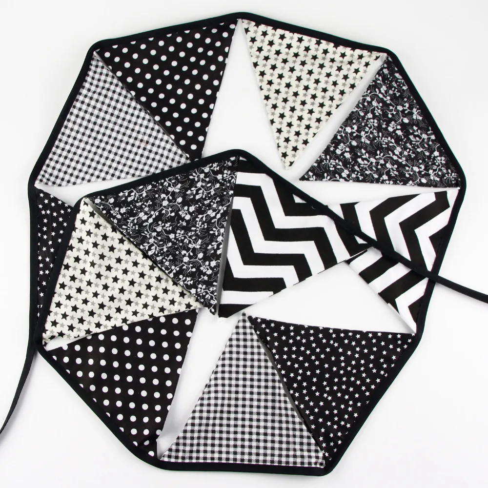 1 шт. 3 2 м черный белый звезда хлопок свадебное украшение из ткани баннеры для