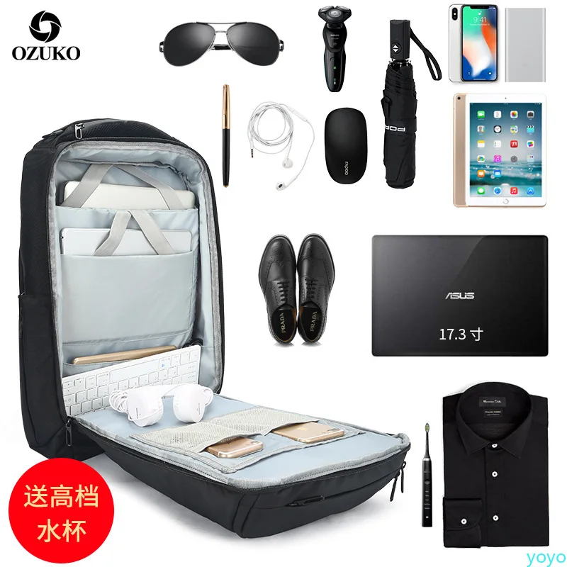 OZUKO Business Duplex USB Multifunctional Outdoor Waterproof Computer Travel Backpack male backpack | Багаж и сумки