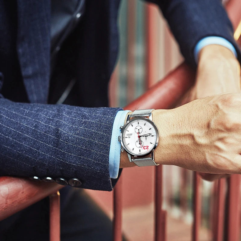 Мужские часы SINOBI военные спортивные водонепроницаемые с ремешком из нержавеющей