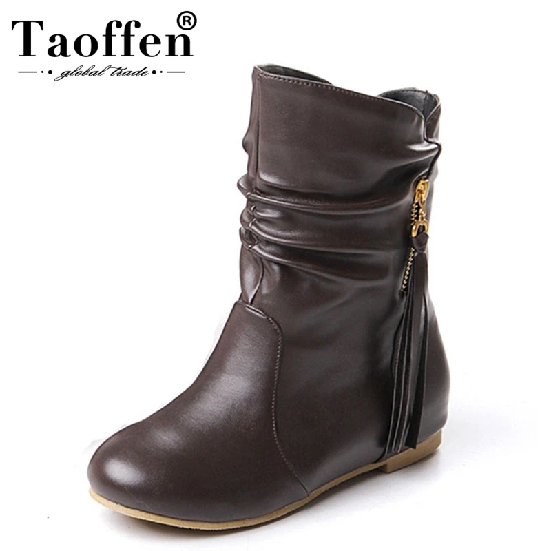 Фото Женские низкие ботинки taofen теплые зимние на плоской подошве размер 33 43 P1880|snow