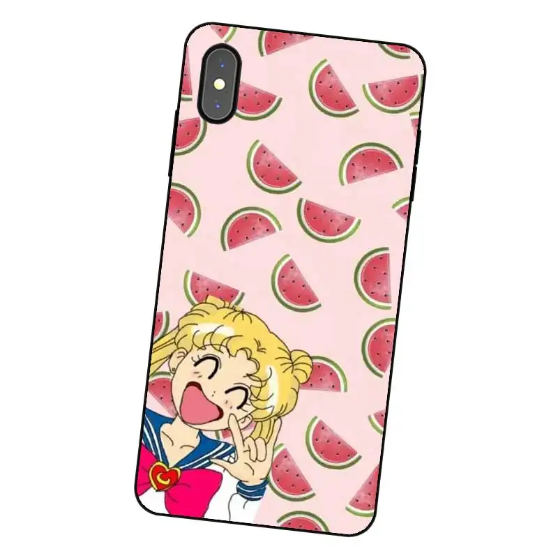 P191 Sailor Moon Lovely Black Silicone Case Cover For Apple iPhone 11 Pro XR XS Max X 8 7 6 6S Plus 5 5S SE |