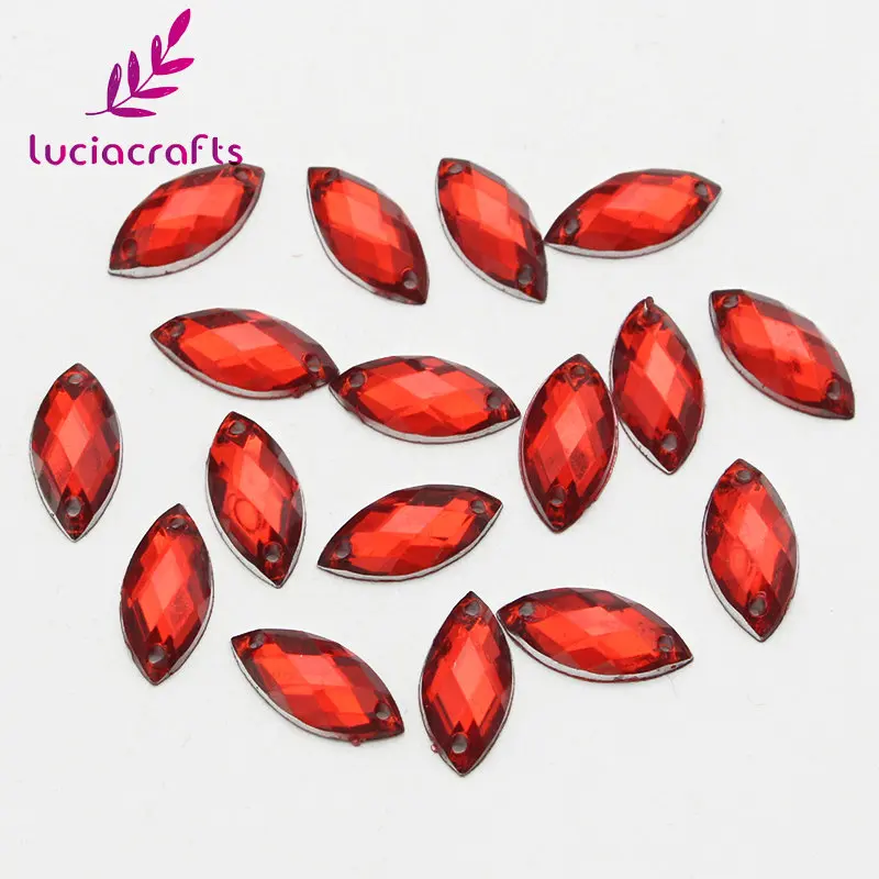 C4 Red Lucia crafts 7*15 мм пришивные стразы кристалл акриловые камни две бусины с отверстиями DIY для одежды/сумки 50 шт./лот D1110 - Цвет: C4 Red